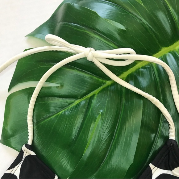 Black white polka dot string bikini top S - Picture 3 of 8